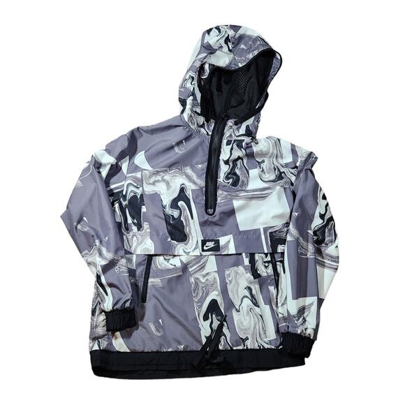 Nike Womens Windbreaker NSW Black/Marble Quarter Zip Hood Jacket 908766 036 Med. - Picture 4 of 12